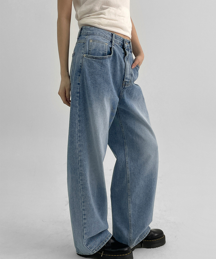 ウォッシングストレートデニムパンツ BLUE