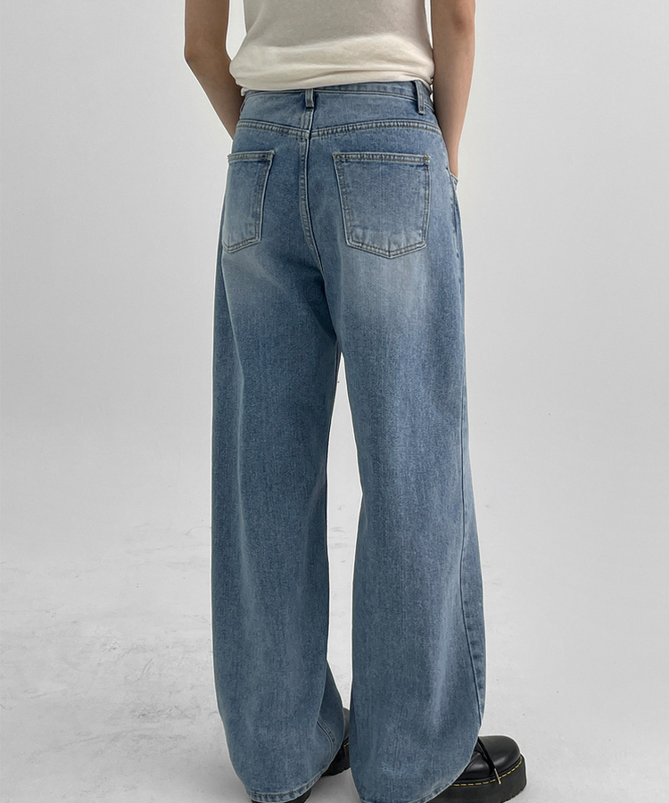 ウォッシングストレートデニムパンツ BLUE