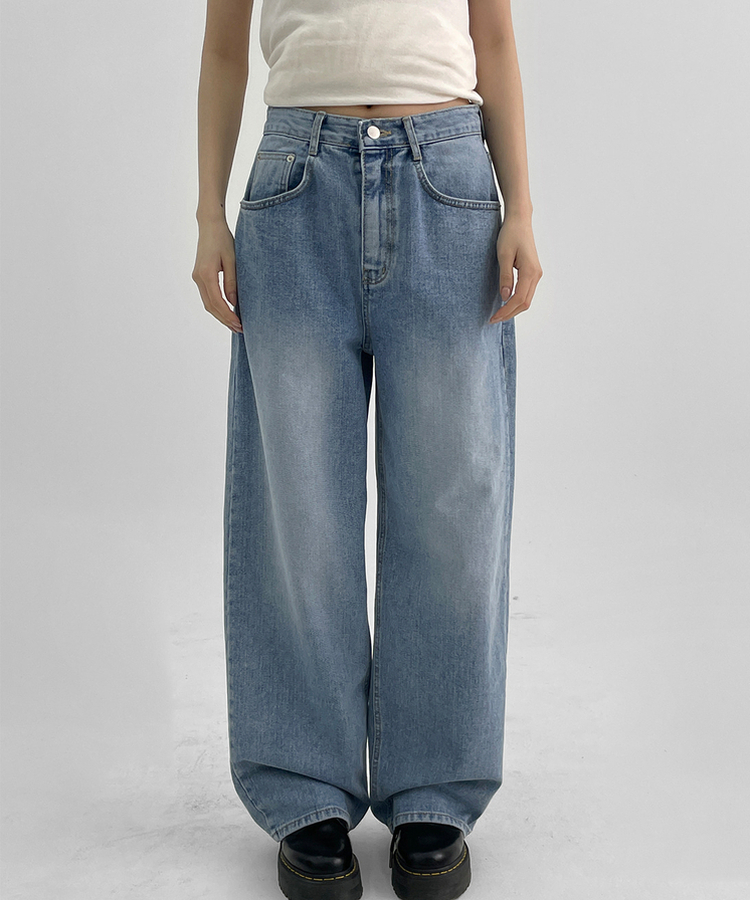 ウォッシングストレートデニムパンツ BLUE