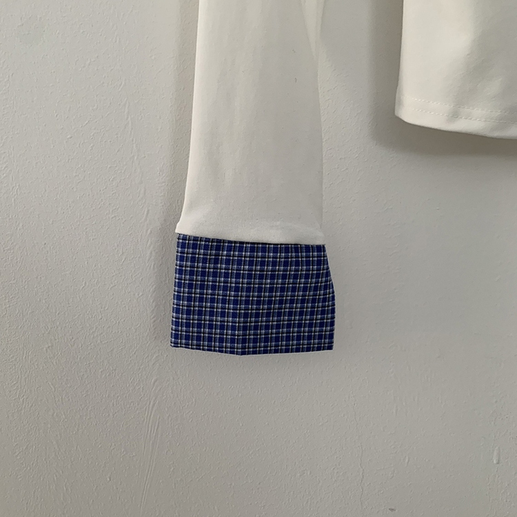 チェックシャツレイヤード長袖Tシャツ