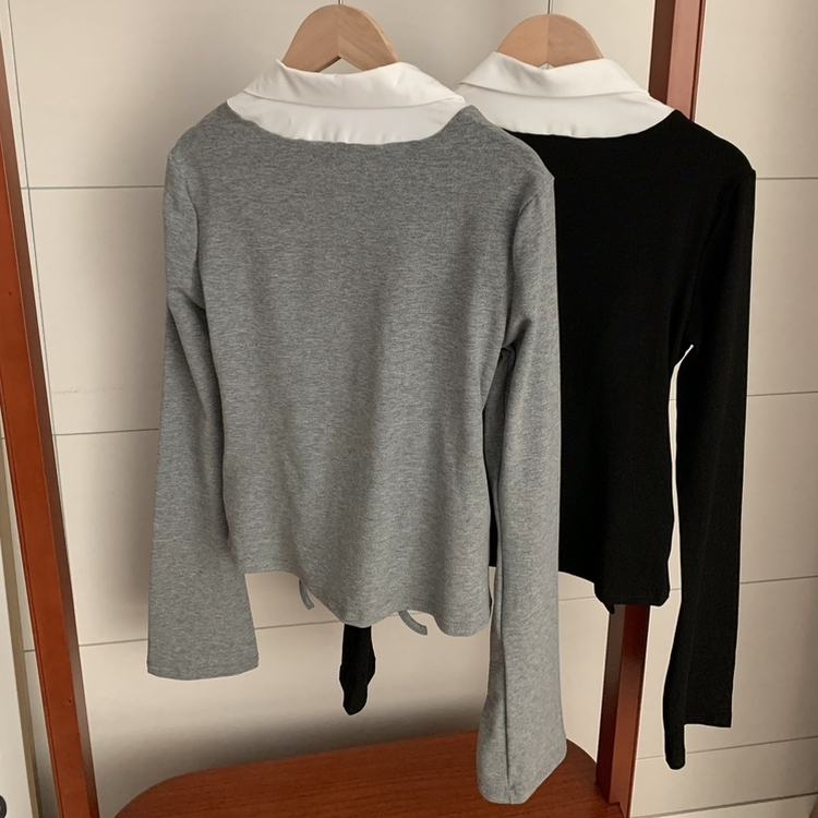 レイヤードスリムカーディガン長袖Tシャツ