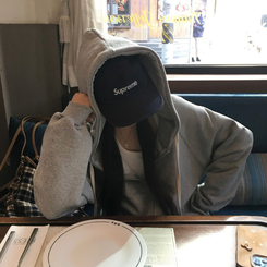 フレンチテリーフードジップアップ(5color) GREY