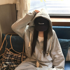 フレンチテリーフードジップアップ(5color) GREY