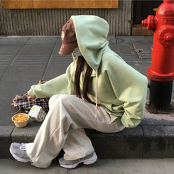 フレンチテリーフードジップアップ(5color) LIGHT GREEN