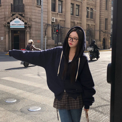 フレンチテリーフードジップアップ(5color) NAVY