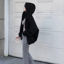 フレンチテリーフードジップアップ(5color) BLACK