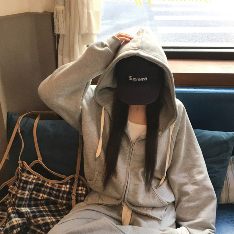 フレンチテリーフードジップアップ(5color) GREY