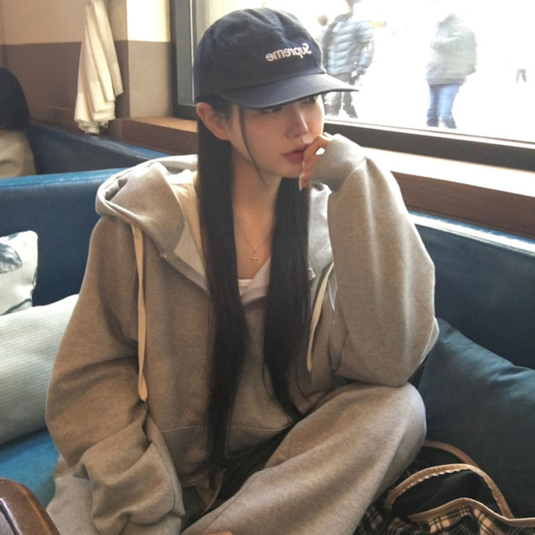 フレンチテリーフードジップアップ(5color) GREY