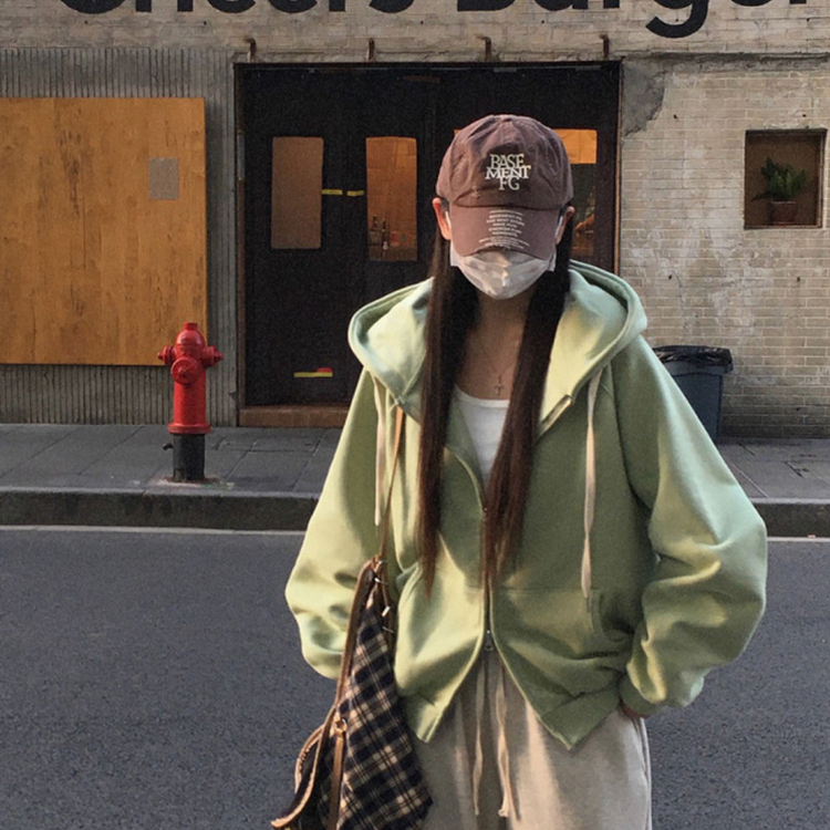 フレンチテリーフードジップアップ(5color) LIGHT GREEN