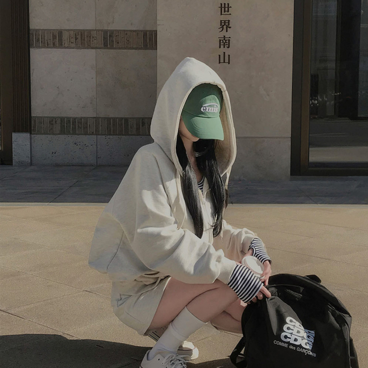 フレンチテリーフードジップアップ(5color) OATMEAL