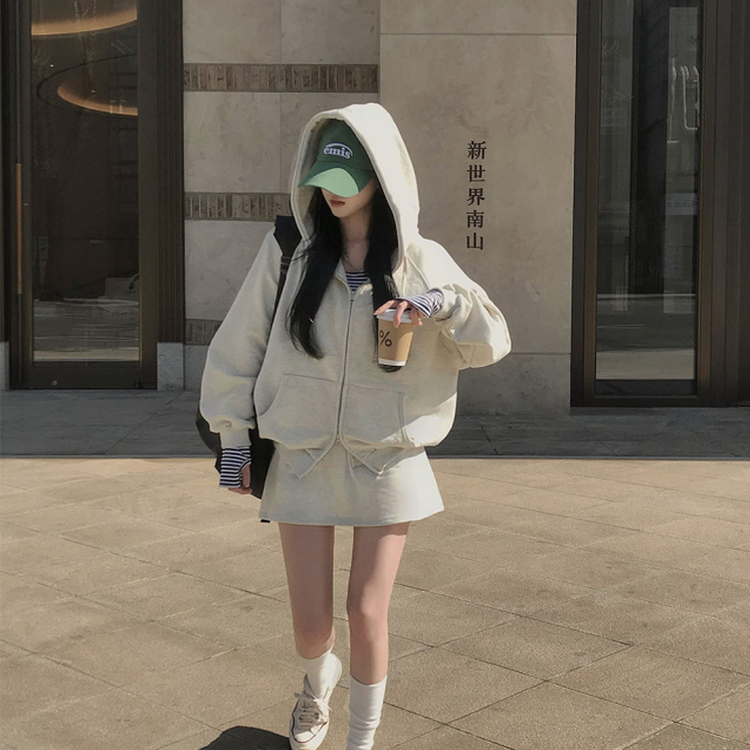 フレンチテリーフードジップアップ(5color) OATMEAL