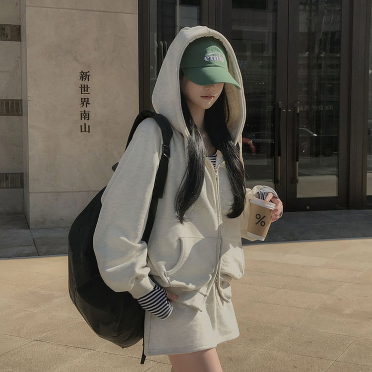 フレンチテリーフードジップアップ(5color) OATMEAL