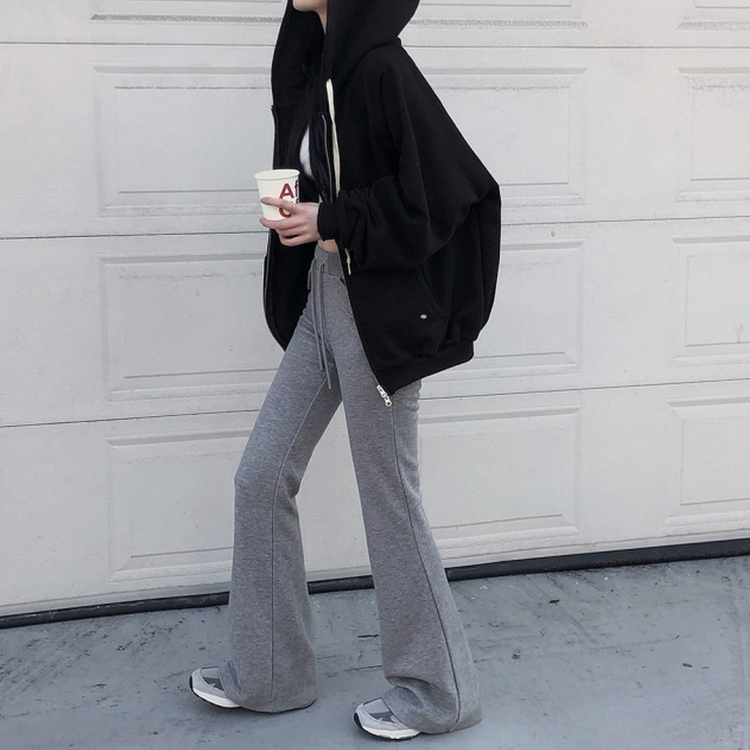 フレンチテリーフードジップアップ(5color) BLACK