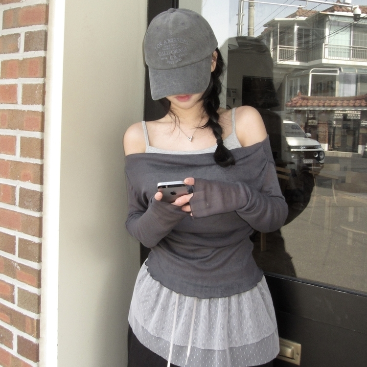 メルトシースルーオフTシャツ CHARCOAL