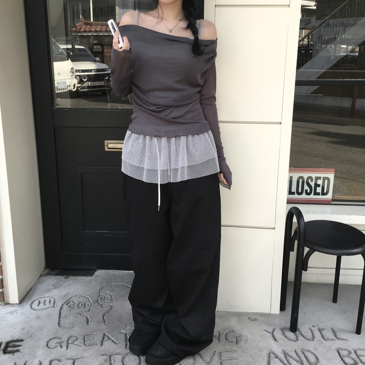 メルトシースルーオフTシャツ CHARCOAL