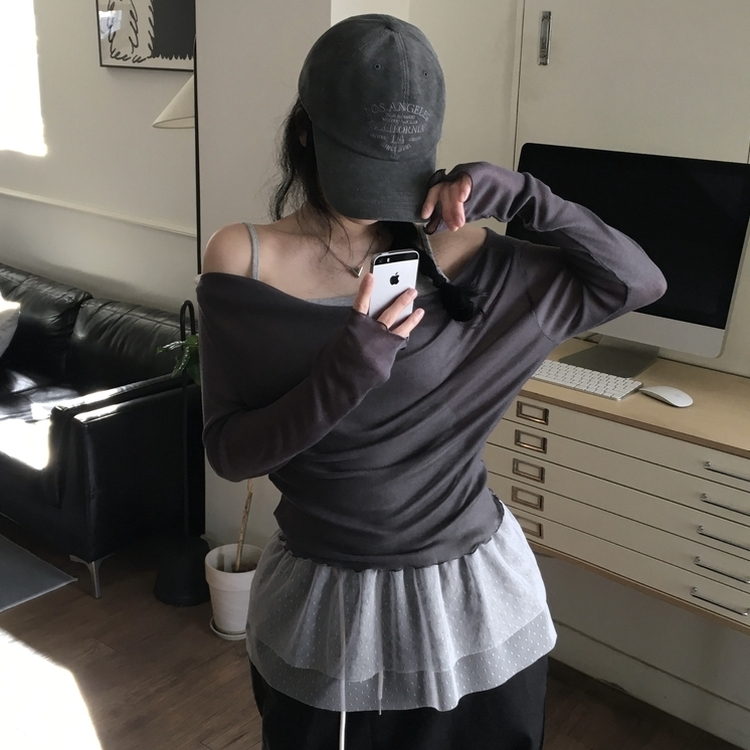 メルトシースルーオフTシャツ CHARCOAL