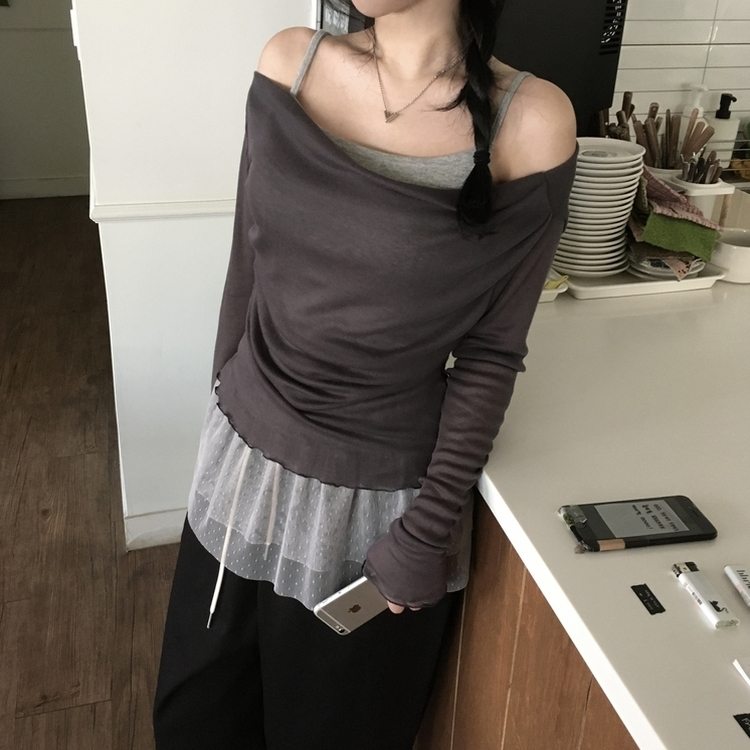 メルトシースルーオフTシャツ CHARCOAL