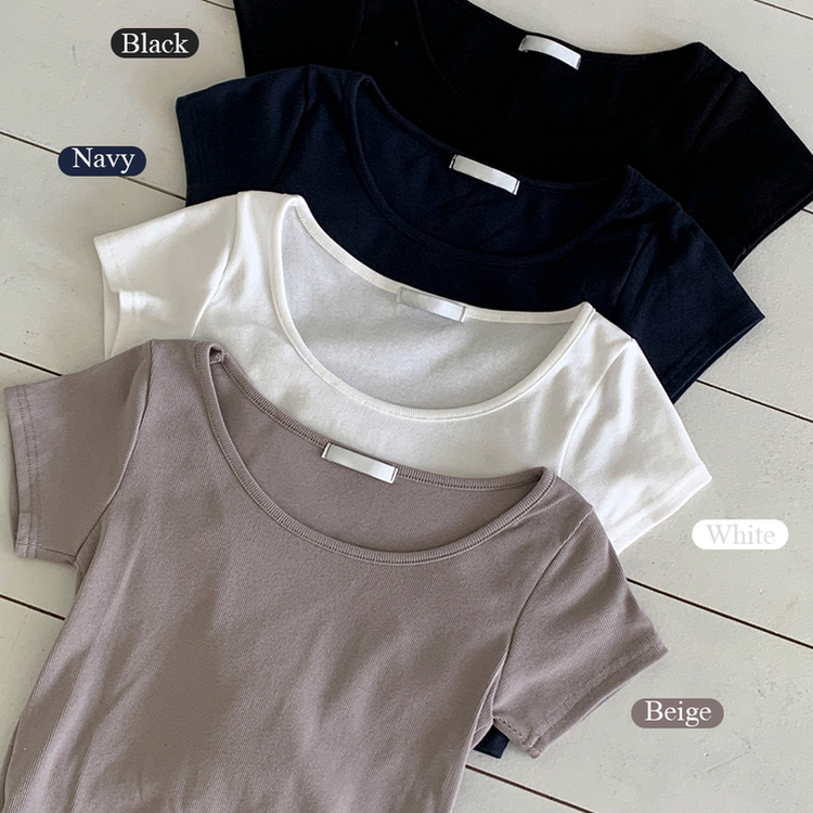 バックスリットリボンクロップ半袖Tシャツ