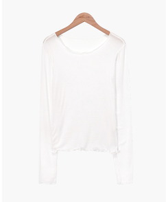 長袖Tシャツ フリルレイヤードテンセル長袖Tシャツ