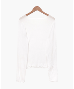 長袖Tシャツ フリルレイヤードテンセル長袖Tシャツ