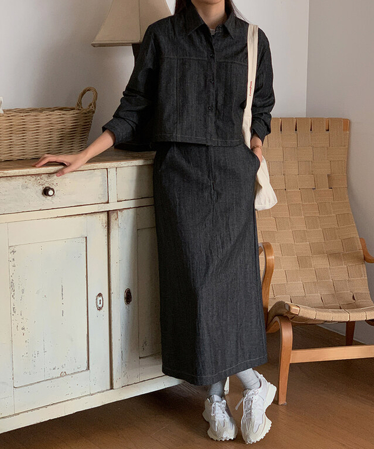 【SET】トムポートデニムセット BLACK DENIM