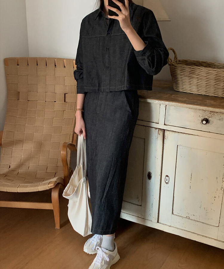 【SET】トムポートデニムセット BLACK DENIM