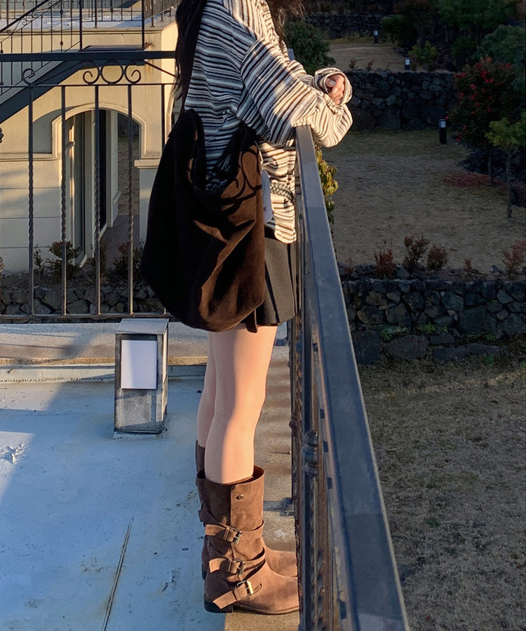 ボヘムバックルスエードブーツ DARK BROWN