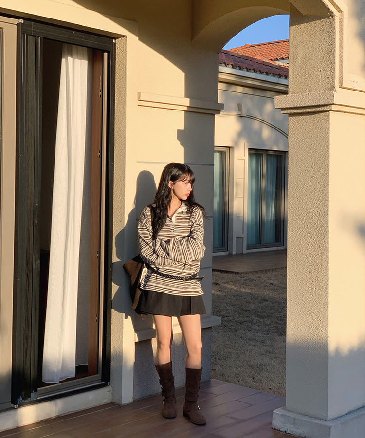 ボヘムバックルスエードブーツ DARK BROWN