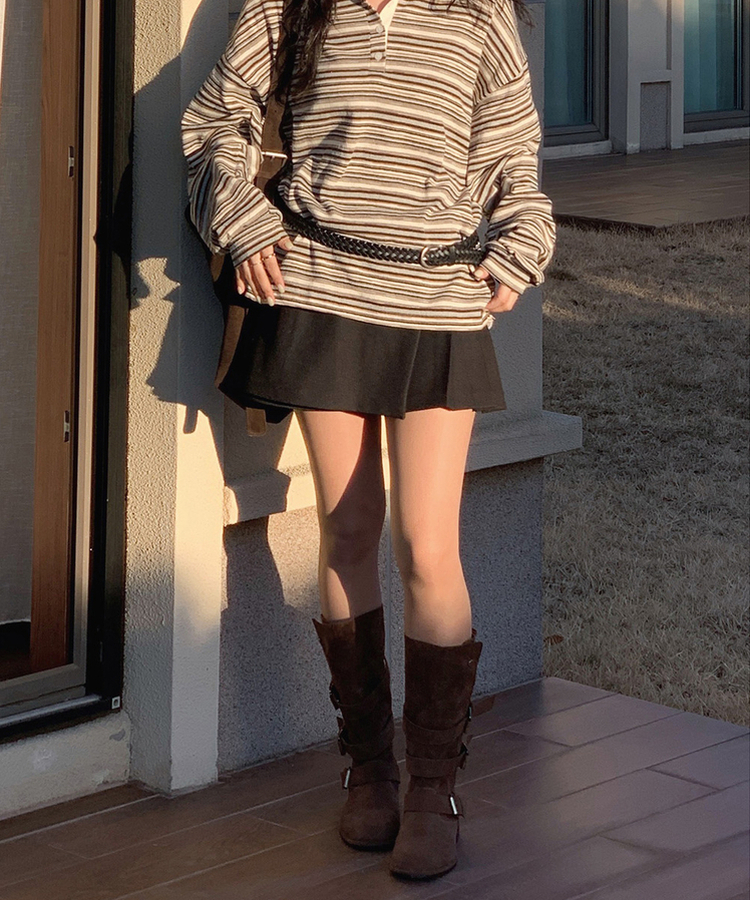 ボヘムバックルスエードブーツ DARK BROWN