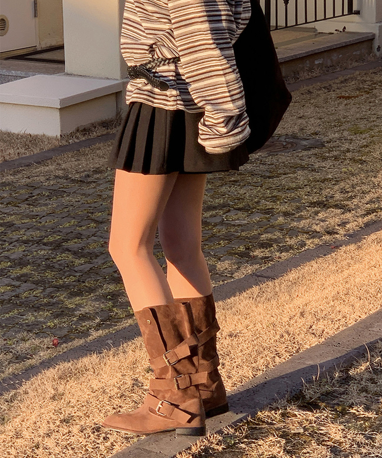 ボヘムバックルスエードブーツ DARK BROWN