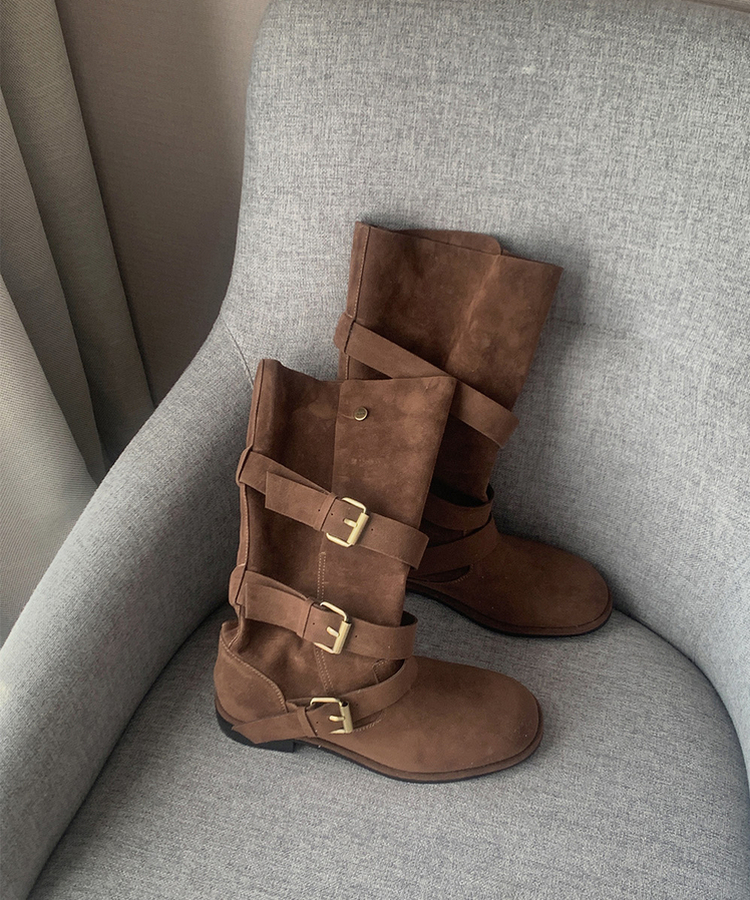 ボヘムバックルスエードブーツ