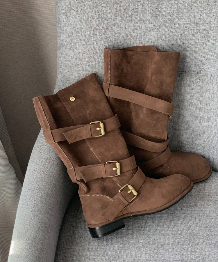 ボヘムバックルスエードブーツ