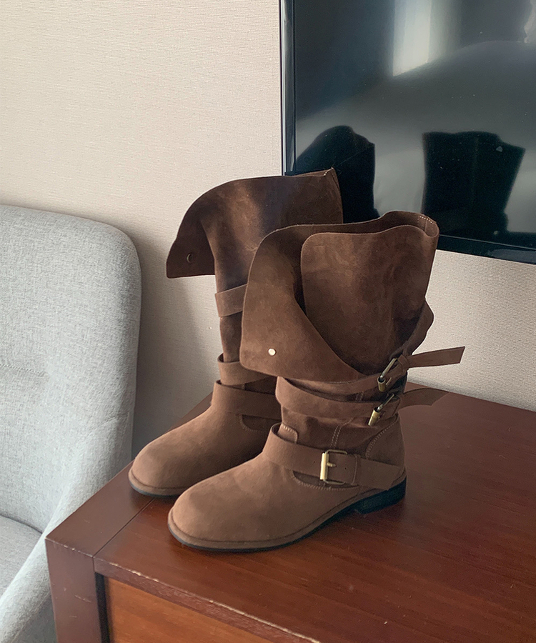 ボヘムバックルスエードブーツ