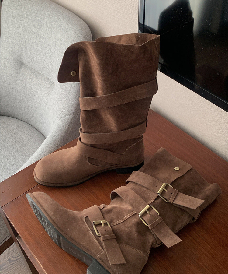 ボヘムバックルスエードブーツ