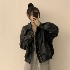 ビンテージルーズレザージャケット BLACK