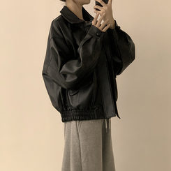 ビンテージルーズレザージャケット BLACK