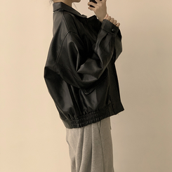 ビンテージルーズレザージャケット BLACK