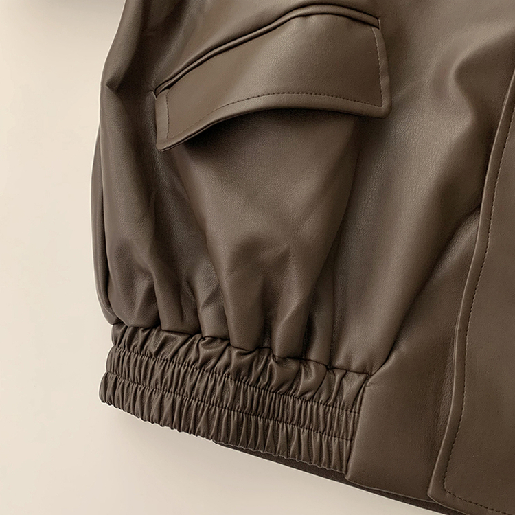 빈티지무드 듬뿍 투유 오버핏 긴팔 레더 자켓 루즈핏 자수 봄 아우터 박시핏 카라 포켓 봄옷 점퍼 2color