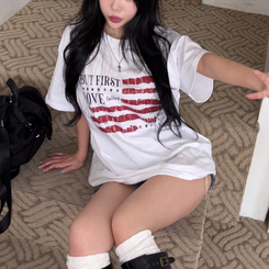 半袖Tシャツ レタリングユニーク半袖Tシャツ WHITE