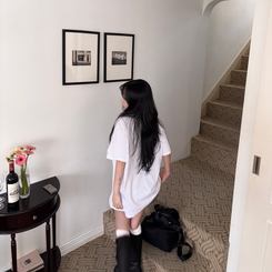 半袖Tシャツ レタリングユニーク半袖Tシャツ WHITE
