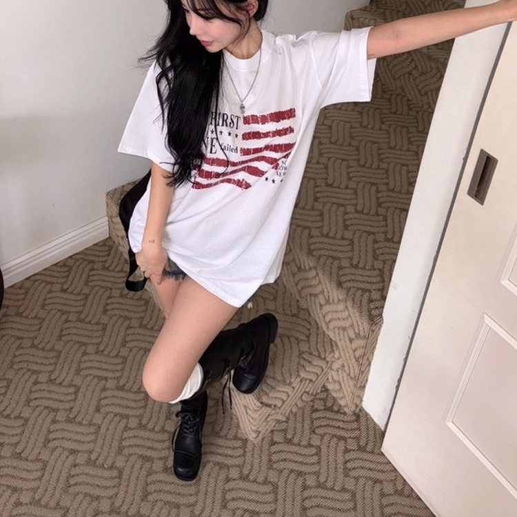 レタリングユニーク半袖Tシャツ WHITE