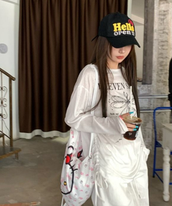 長袖Tシャツ シューズプリントシャーリングTシャツ IVORY