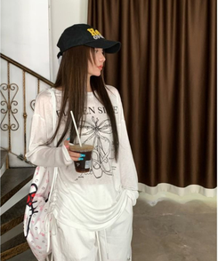 長袖Tシャツ シューズプリントシャーリングTシャツ IVORY