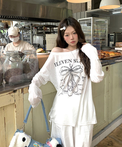 長袖Tシャツ シューズプリントシャーリングTシャツ IVORY