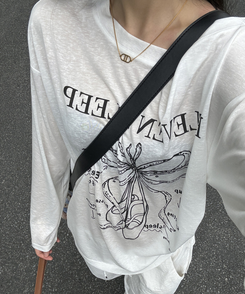 長袖Tシャツ シューズプリントシャーリングTシャツ IVORY