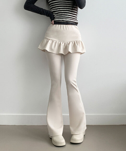 フリルAラインブーツカットスカートパンツ CREAM