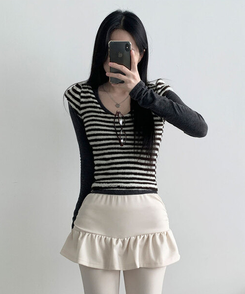 フリルAラインブーツカットスカートパンツ CREAM