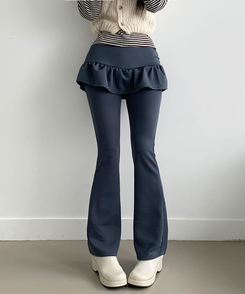 フリルAラインブーツカットスカートパンツ CHARCOAL