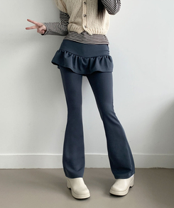 フリルAラインブーツカットスカートパンツ CHARCOAL