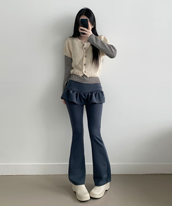 フリルAラインブーツカットスカートパンツ CHARCOAL